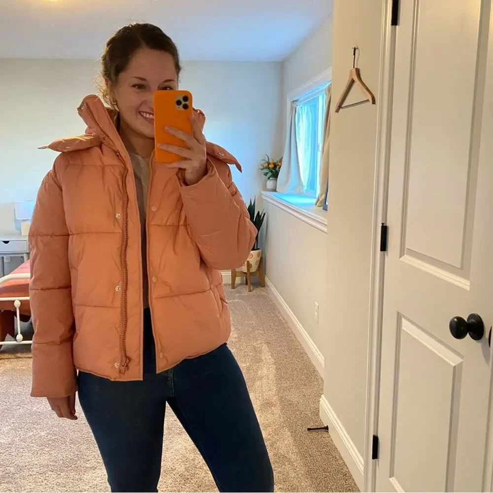J. Crew Pink Signature Puffer Coat Small